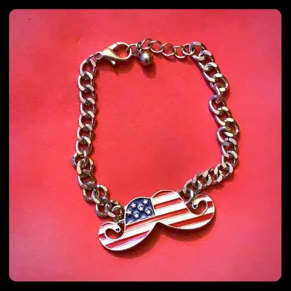 Forever 21 Jewelry - American Flag Mustache Ladies Bracelet